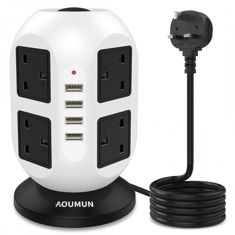 Extension Lead MAOZUA Extension Lead with USB Power Strip Tower 8 Outlet 4 USB 